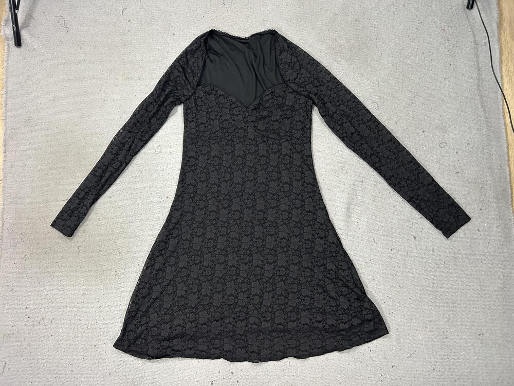 H&M Dress Womens Small Black Floral Lace Sheer Gothic Y2K Whimsigoth Dark Fairy
